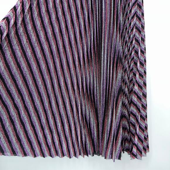 Lucy Paris Rebecca Striped Pleated Halter Midi Dress Purple NWT - Picture 9 of 16